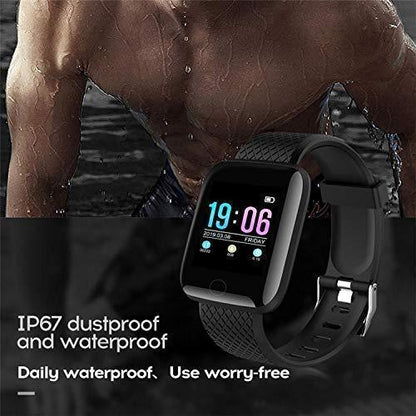 Unisex Bluetooth Smart Fitness Band Watch with Heart Rate Activity Tracker, Step and Calorie Counter, Blood Pressure, OLED Touchscreen for Men/Women